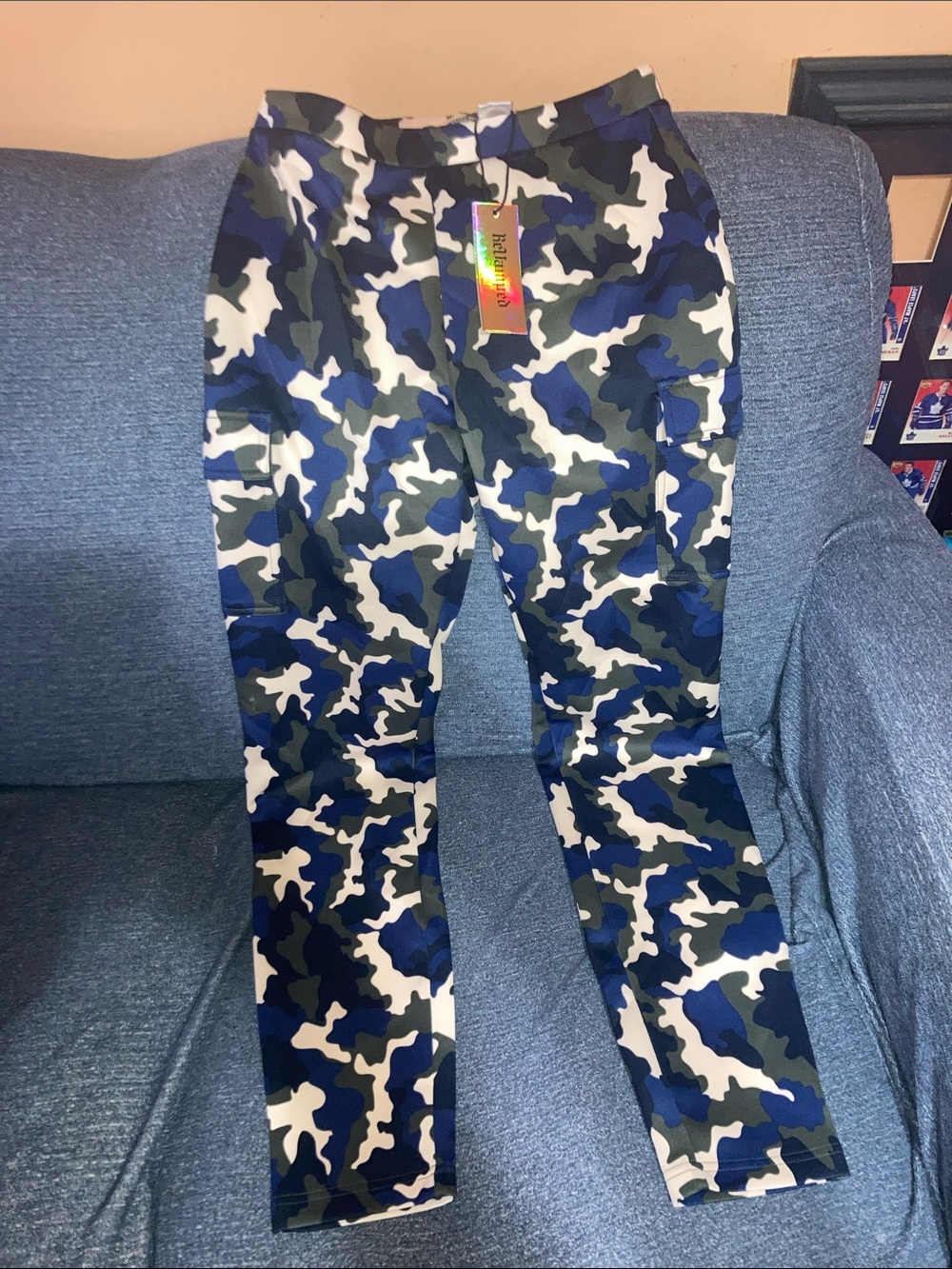 Revamped Blue & White Camo Leggings